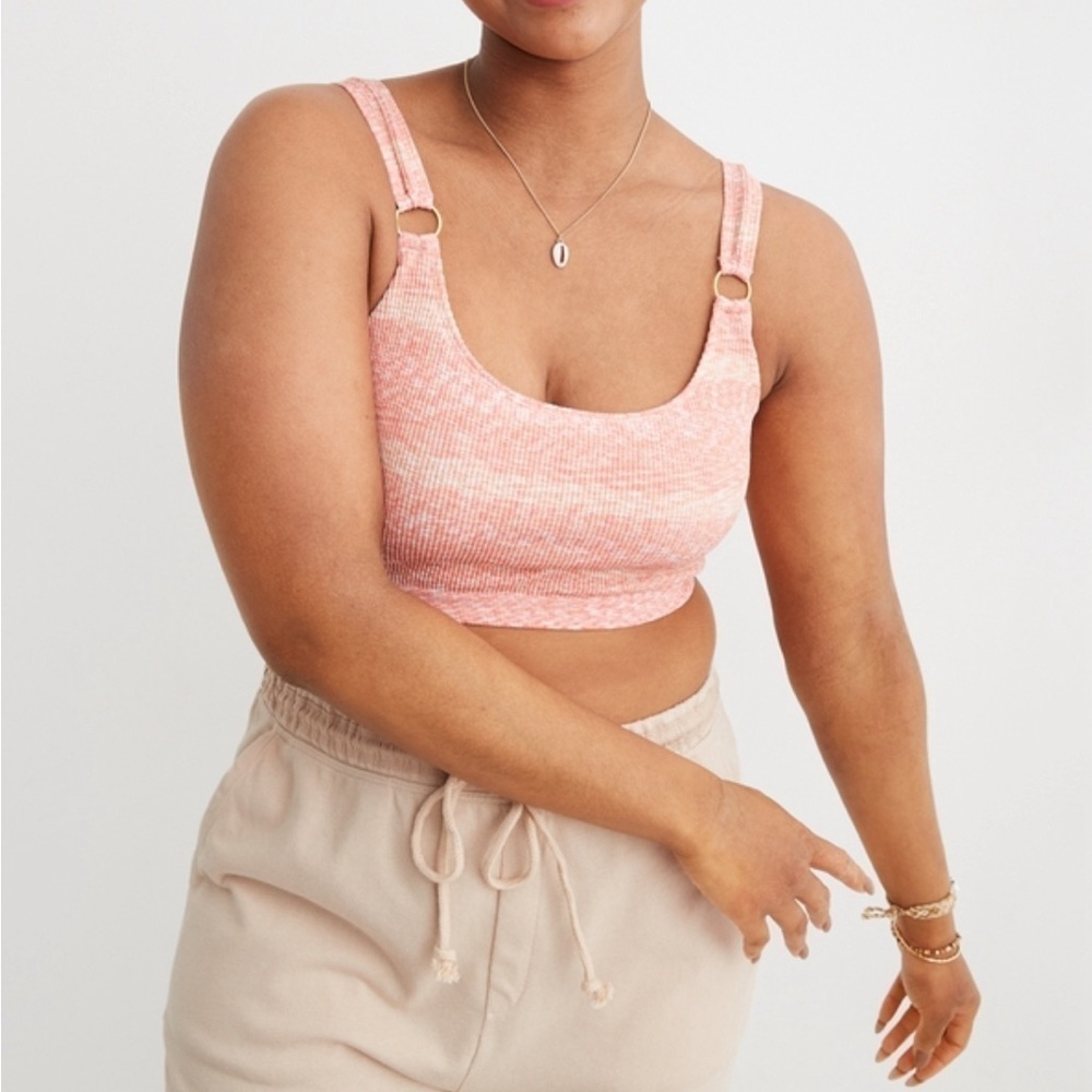 Aerie Ribbed Seamless Ring Longline Bralette Beach Peach Women’s Size Medium NWT